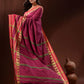 Rajwada Pink Temple Border Cotton Blend Saree  With Unstitched Blouse for Women