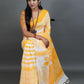 Rajwada Yellow Printed Cotton Saree With Unstitched Blouse for Women