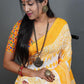 Rajwada Yellow Printed Cotton Saree With Unstitched Blouse for Women