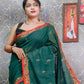 Rajwada Green Woven Cotton Saree With Unstitched Blouse for Women