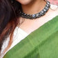 Rajwada Dark Green Cotton Handloom Saree  With Unstitched Blouse for Women