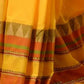 Rajwada Yellow Temple Border Cotton Blend Saree  With Unstitched Blouse for Women