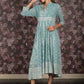 Rajwada Sea Green Foil Printed Fit and Flared Stitched Georgette Kurta for Women