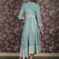Rajwada Sea Green Foil Printed Fit and Flared Stitched Georgette Kurta for Women