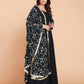 Black Faux Georgette Solid Stitched Kurta Set