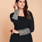 Black Faux Georgette Solid Stitched Kurta Set