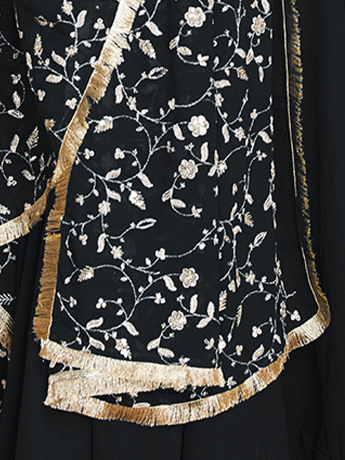 Black Faux Georgette Solid Stitched Kurta Set