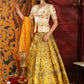 Rajwada Women Yellow Silk Foil Work Semi Stitched Lehenga With  Unstitched Blouse