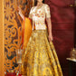 Rajwada Women Yellow Silk Foil Work Semi Stitched Lehenga With  Unstitched Blouse