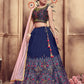 Rajwada Women Dark Blue Silk Foil Work Semi Stitched Lehenga With  Unstitched Blouse