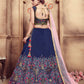 Rajwada Women Dark Blue Silk Foil Work Semi Stitched Lehenga With  Unstitched Blouse
