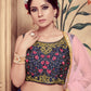 Rajwada Women Dark Blue Silk Foil Work Semi Stitched Lehenga With  Unstitched Blouse