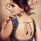 Rajwada Women Dark Blue Silk Foil Work Semi Stitched Lehenga With  Unstitched Blouse