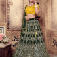 Rajwada Women Dark Green Silk Foil Work Semi Stitched Lehenga With  Unstitched Blouse