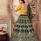 Rajwada Women Dark Green Silk Foil Work Semi Stitched Lehenga With  Unstitched Blouse