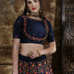 Rajwada Women Dark Blue Blend Silk Embroidered Semi Stitched Lehenga With  Unstitched Blouse