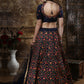 Rajwada Women Dark Blue Blend Silk Embroidered Semi Stitched Lehenga With  Unstitched Blouse