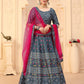 Rajwada Women Grey Semi Stitched Lehenga With  Unstitched Blouse
