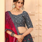 Rajwada Women Grey Semi Stitched Lehenga With  Unstitched Blouse