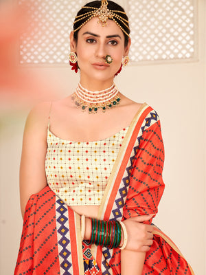 Rajwada Women Multicolor Semi Stitched Lehenga With  Unstitched Blouse