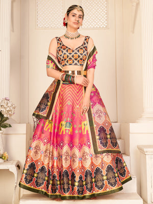 Rajwada Women Multicolor Semi Stitched Lehenga With  Unstitched Blouse