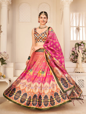 Rajwada Women Multicolor Semi Stitched Lehenga With  Unstitched Blouse