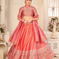 Rajwada Women Pink Semi Stitched Lehenga With  Unstitched Blouse