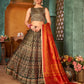 Rajwada Women Olive Green Semi Stitched Lehenga With  Unstitched Blouse