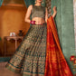 Rajwada Women Olive Green Semi Stitched Lehenga With  Unstitched Blouse