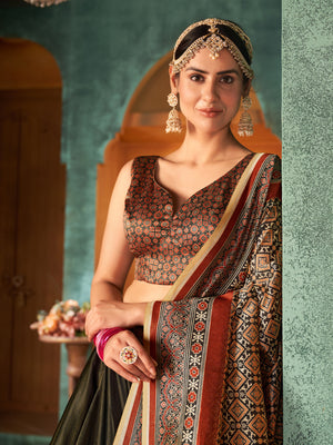 Rajwada Women Multicolor Semi Stitched Lehenga With  Unstitched Blouse