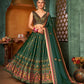 Rajwada Women Dark Green Semi Stitched Lehenga With  Unstitched Blouse
