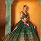 Rajwada Women Dark Green Semi Stitched Lehenga With  Unstitched Blouse