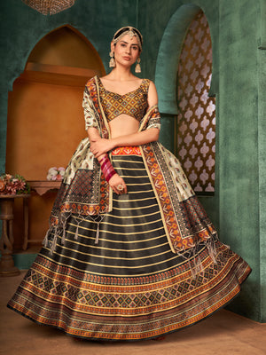 Rajwada Women Multicolor Semi Stitched Lehenga With  Unstitched Blouse