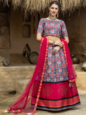 Rajwada Women Multicolor Semi Stitched Lehenga With  Unstitched Blouse