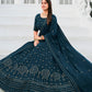 Rajwada Women Classy Teal Georgette Semi-Stitched Lehenga Choli