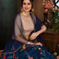 Rajwada Women Navy Blue Semi Stitched Lehenga With  Unstitched Blouse