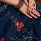 Rajwada Women Navy Blue Semi Stitched Lehenga With  Unstitched Blouse