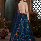 Rajwada Women Navy Blue Semi Stitched Lehenga With  Unstitched Blouse