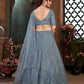 Rajwada Women Grey Semi Stitched Lehenga With  Unstitched Blouse