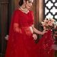 Rajwada Women Red Semi Stitched Lehenga With  Unstitched Blouse