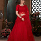 Rajwada Women Red Semi Stitched Lehenga With  Unstitched Blouse