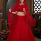 Rajwada Women Red Semi Stitched Lehenga With  Unstitched Blouse