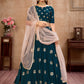 Rajwada Women Teal Semi Stitched Lehenga With  Unstitched Blouse