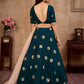 Rajwada Women Teal Semi Stitched Lehenga With  Unstitched Blouse
