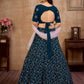 Rajwada Women Blue Semi Stitched Lehenga With  Unstitched Blouse