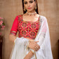 Rajwada Women White Semi Stitched Lehenga With  Unstitched Blouse