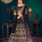 Rajwada Women Navy Blue Semi Stitched Lehenga With  Unstitched Blouse