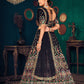 Rajwada Women Navy Blue Semi Stitched Lehenga With  Unstitched Blouse