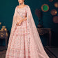 Rajwada Women Pink Semi Stitched Lehenga With  Unstitched Blouse