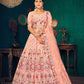 Rajwada Women Pink Semi Stitched Lehenga With  Unstitched Blouse